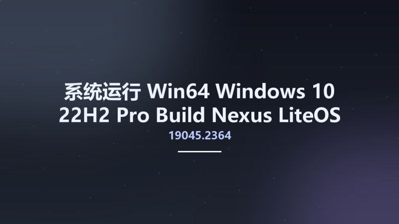 系统运行_Win64_Windows 10 22H2 Pro Build 19045.2364 Nexus LiteOS x64资源下载地址_百度网盘迅雷BT-360自学网