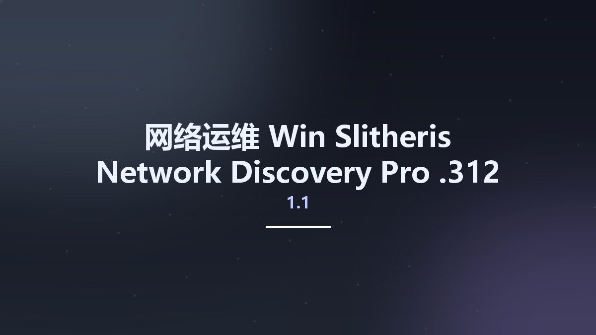 网络运维_Win_Slitheris Network Discovery Pro 1.1.306资源下载地址_百度网盘迅雷BT