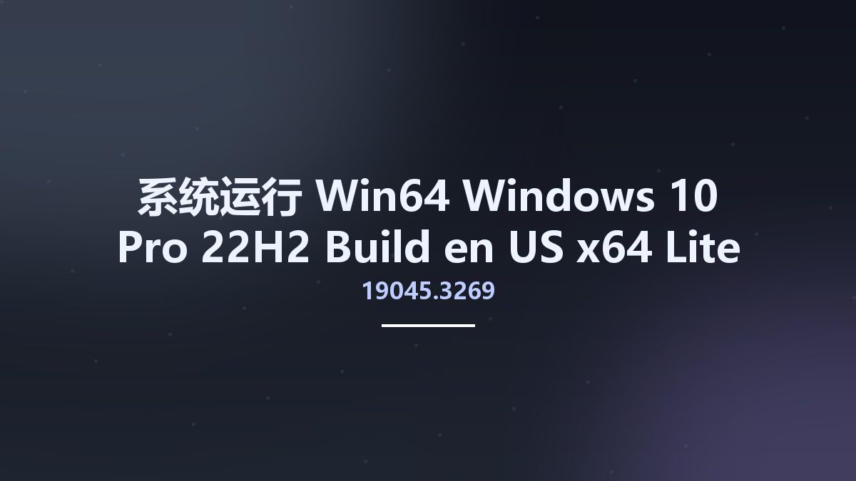 系统运行_Win64_Windows 10 Pro 22H2 Build 19045.3269 en-US x64 Lite资源下载地址_百度网盘迅雷BT