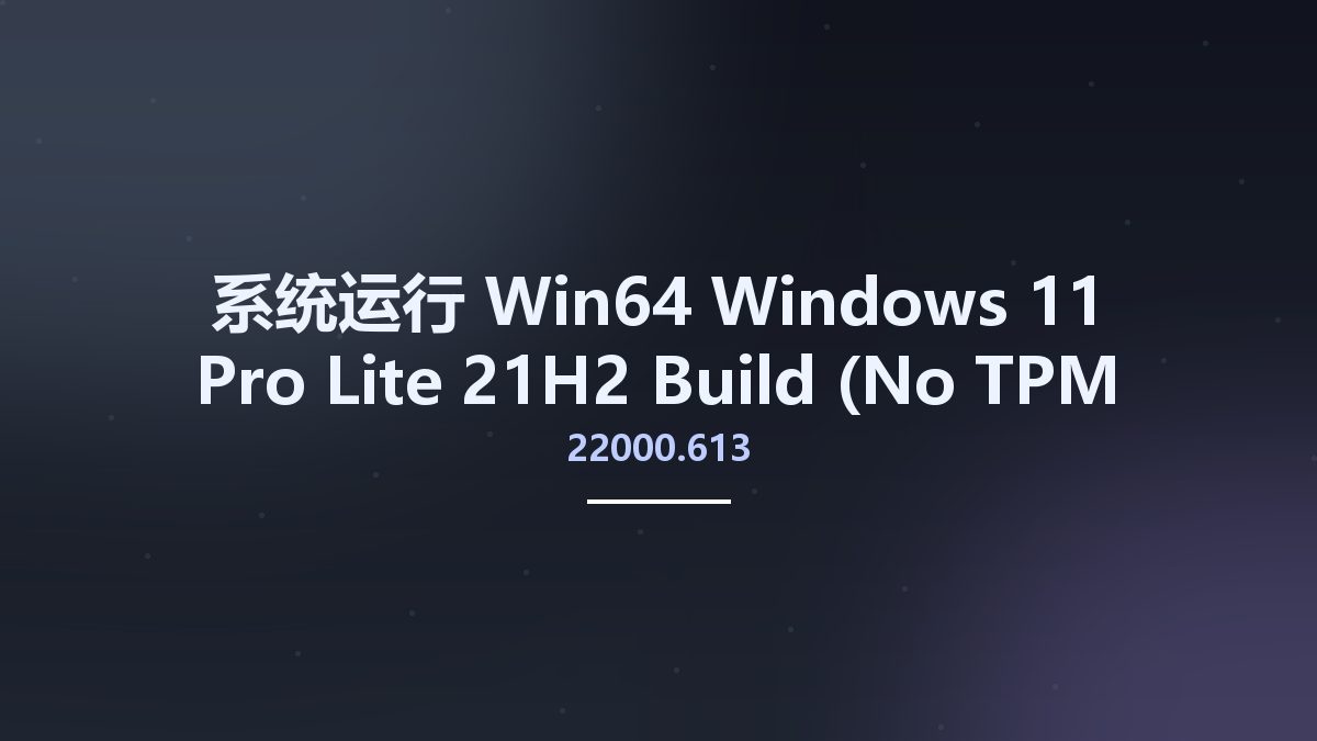 系统运行_Win64_Windows 11 Pro Lite 21H2 Build 22000.613 (No TPM Required) Preactivated x64资源下载地址_百度网盘迅雷BT