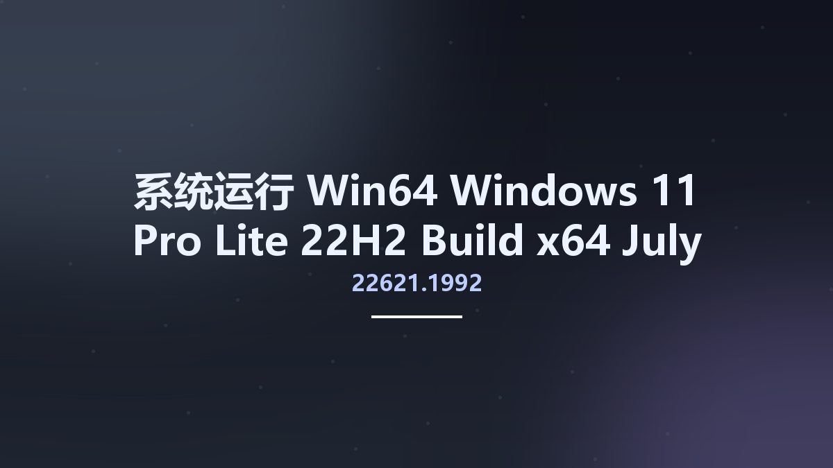 系统运行_Win64_Windows 11 Pro Lite 22H2 Build 22621.1992 x64 July 2023 WPE Bootable资源下载地址_百度网盘迅雷BT