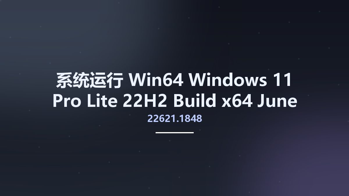 系统运行_Win64_Windows 11 Pro Lite 22H2 Build 22621.1848 x64 June 2023 Normal Bootable资源下载地址_百度网盘迅雷BT